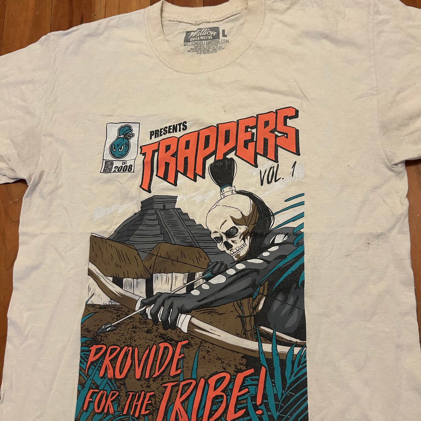 Million Dolla Motive Trappers Provide for the Tribe White Tshirt - Medium - 21" x 29"