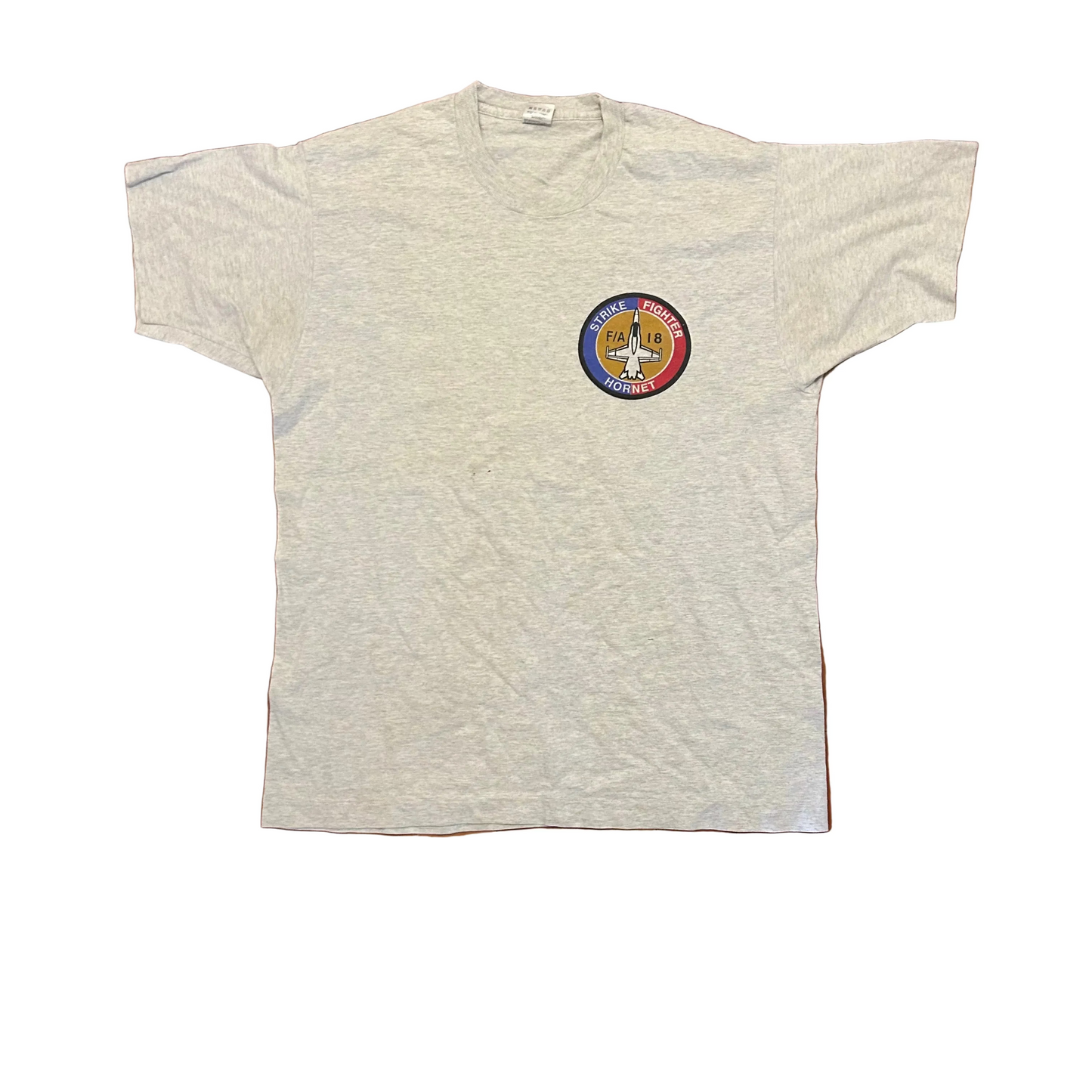 90's FOTL Strike Hard Strike Deep FA18 Hornet Plane Grey Tshirt - Large - 23" x 30"