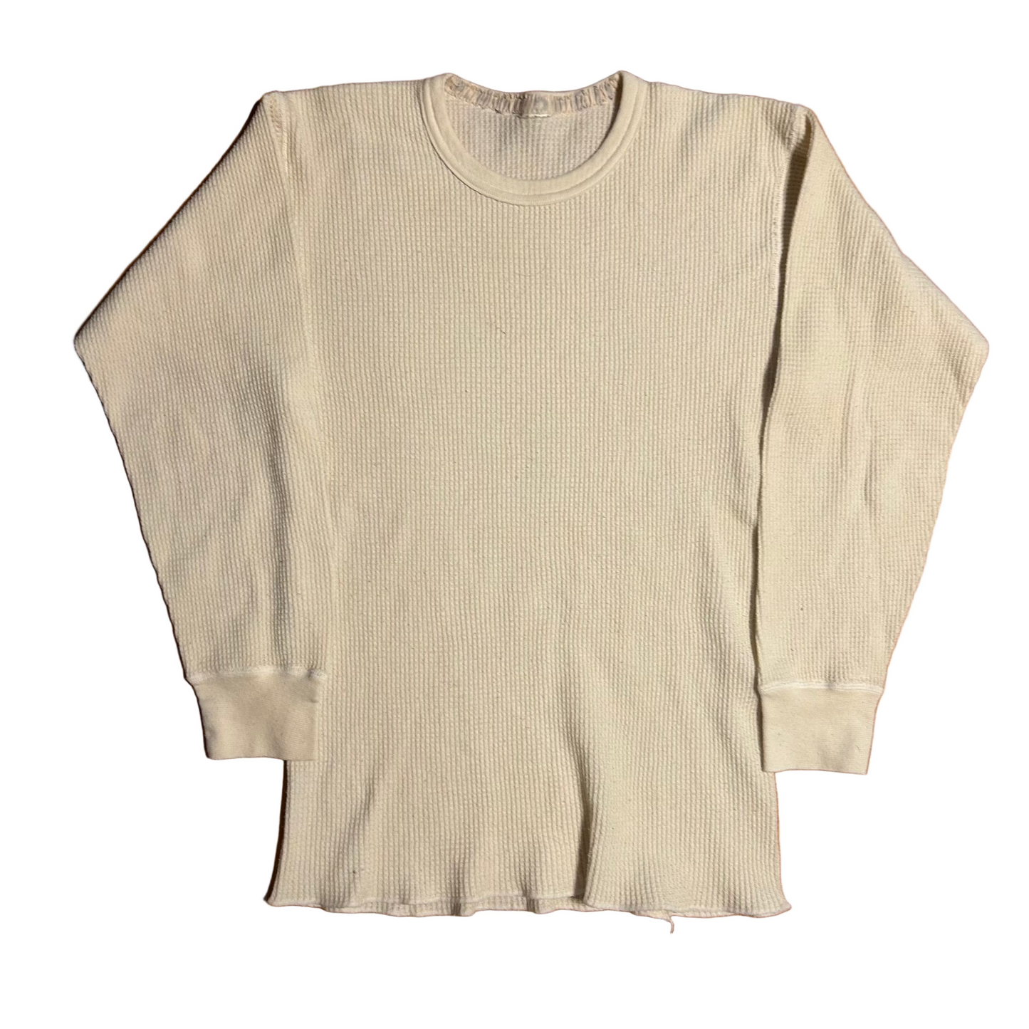 80/90's Thermal Waffle Lined White Longsleeve Shirt - XSmall - 16.5" x 24"