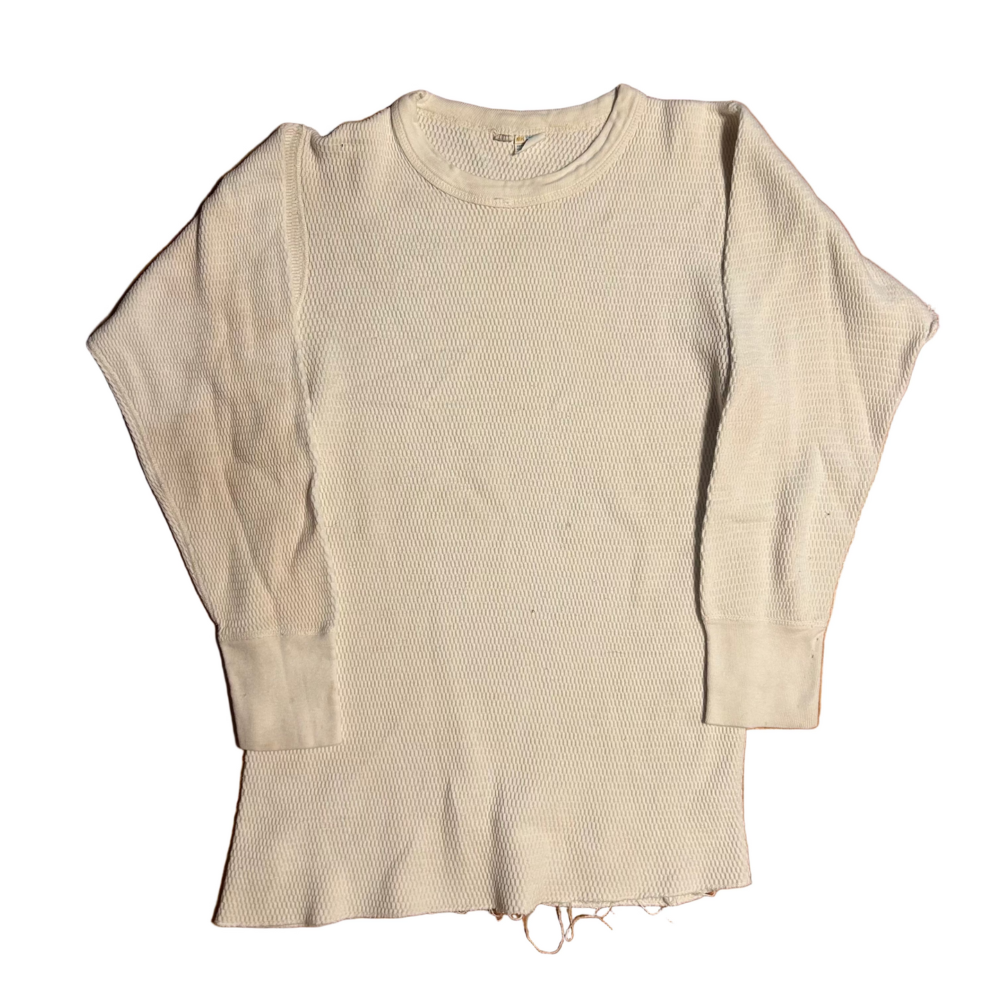 70/80's JCPenney Combed Cotton White Waffle knit Thermal Longsleeve Shirt - Small - 18.5" x 27"
