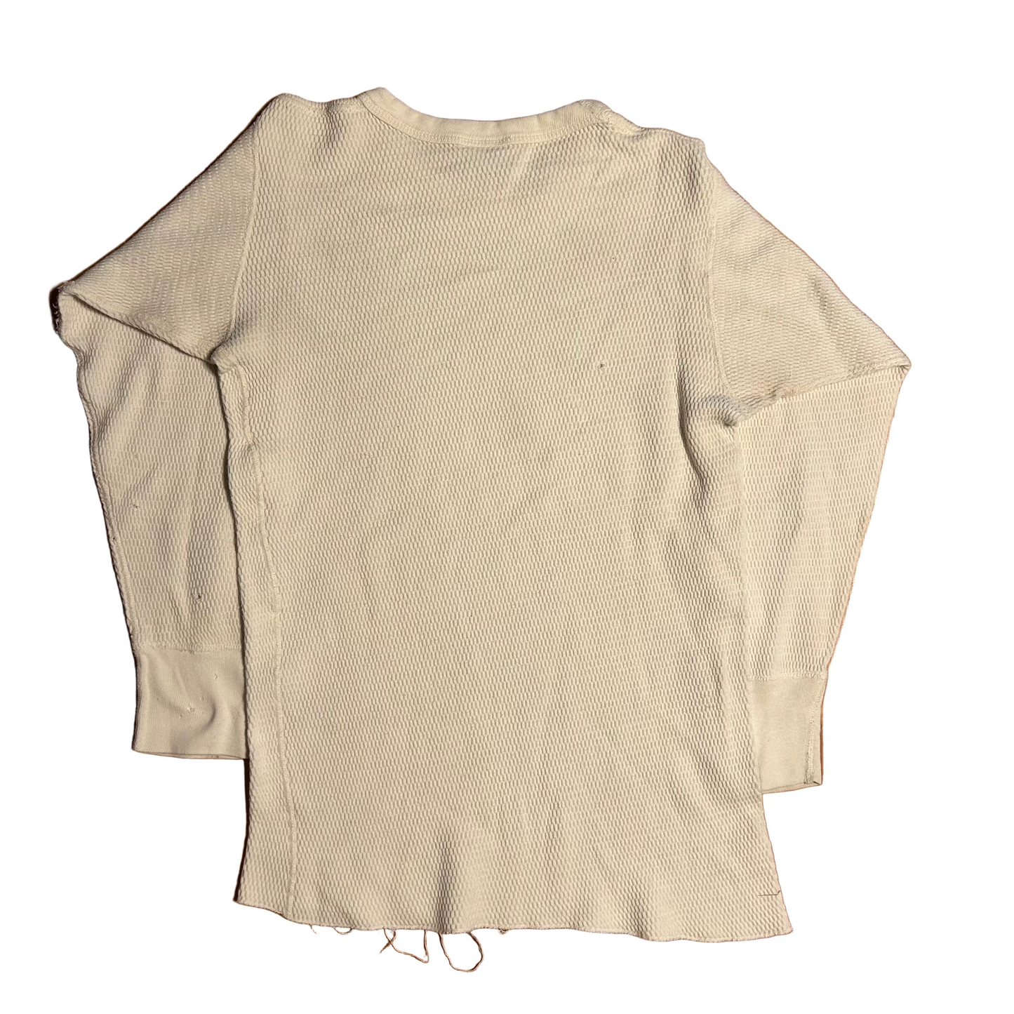 70/80's JCPenney Combed Cotton White Waffle knit Thermal Longsleeve Shirt - Small - 18.5" x 27"