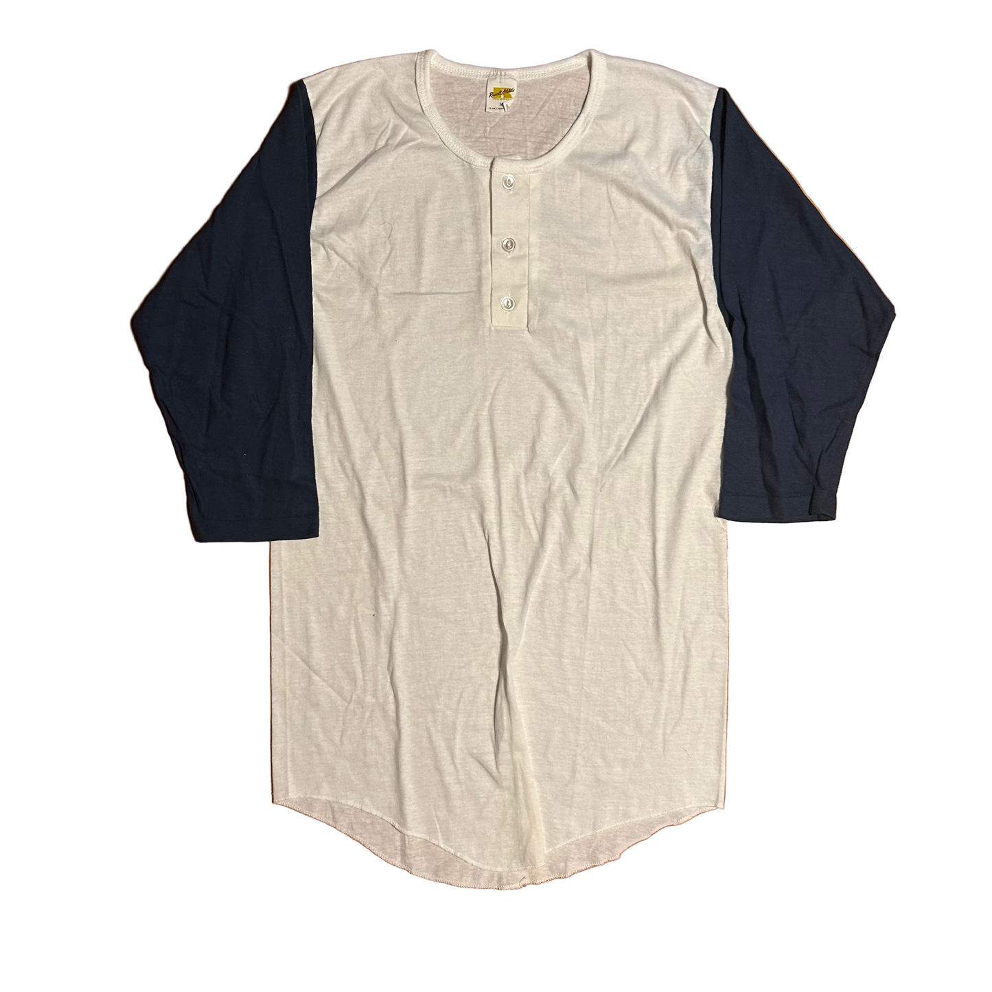 70/80's Russell Athletics NWOT New DS Navy Button Up Down Blank Raglan Baseball Shirt - XSmall - 17" x 30.5"
