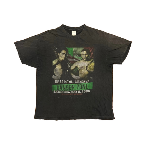 00's De La Hoya Mayorga Boxing 2006 Faded Distressed Black Promo Tshirt - Large - 22" x 27"