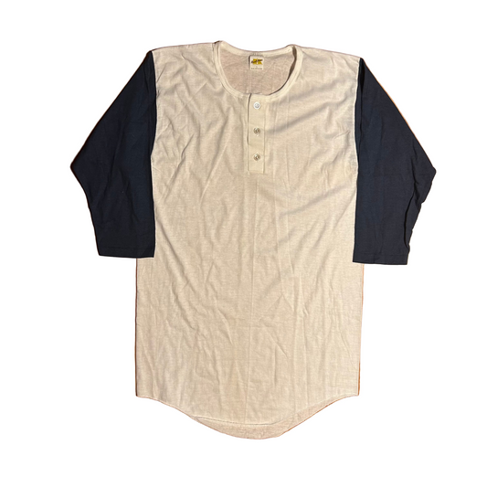 70/80's Russell Athletics NWOT New DS Navy Blank Button Up Down Raglan Baseball Shirt - Small - 19" x 32"