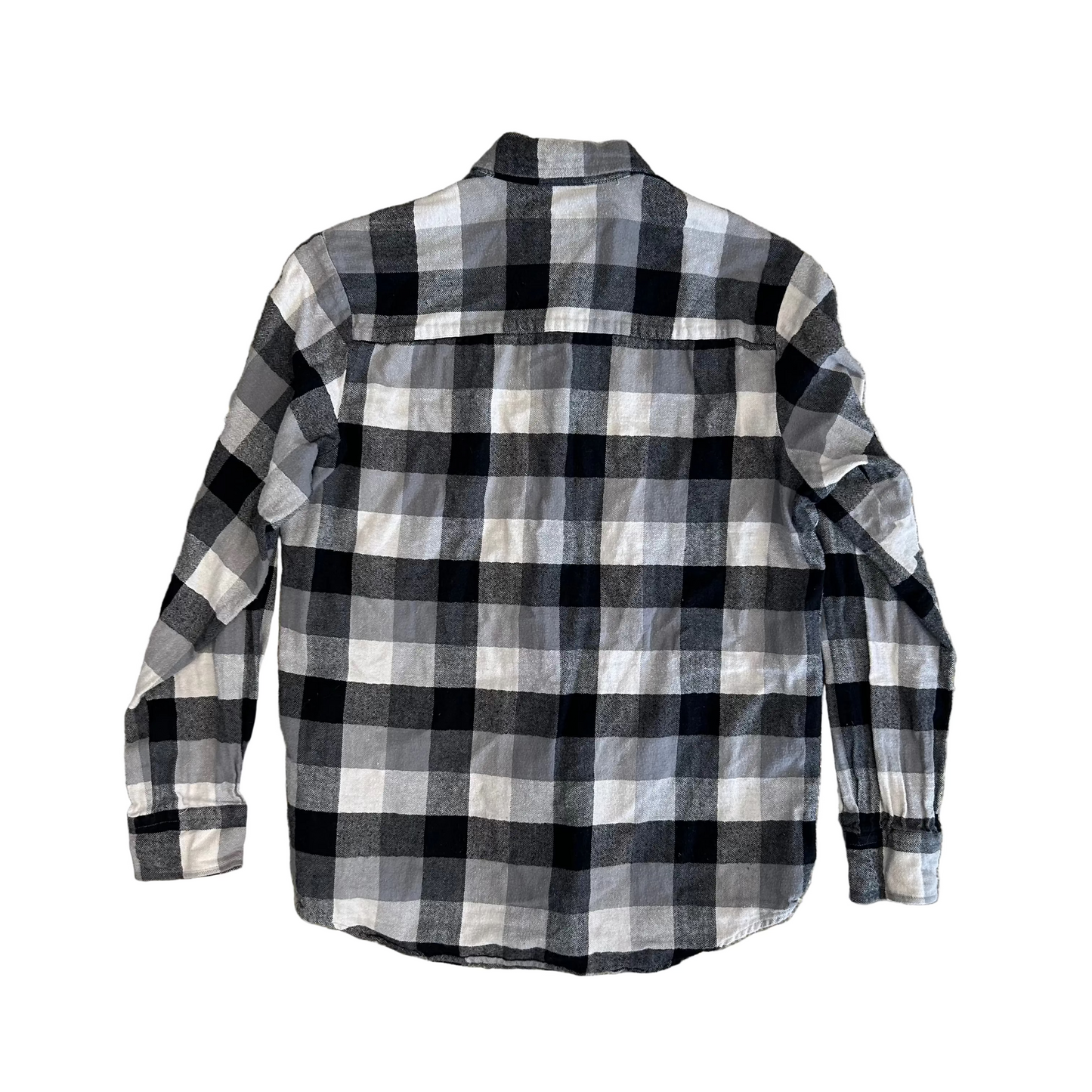 Club Room Black White Grey Button Down Flannel Shirt - Large - 22" x 28"