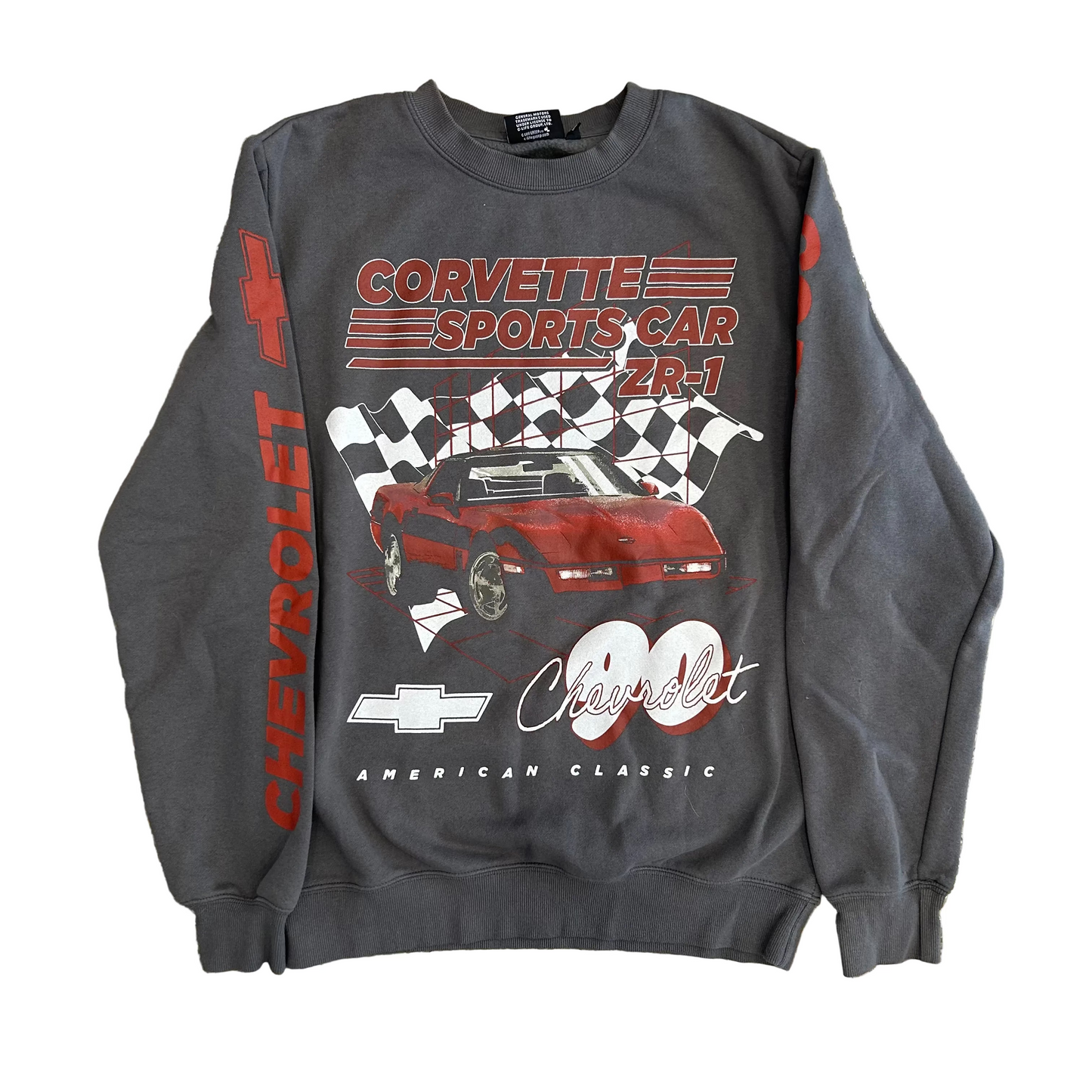Chemistry Corvette Chevy Racing Grey Crewneck Sweatshirt - Large - 22" x 28"