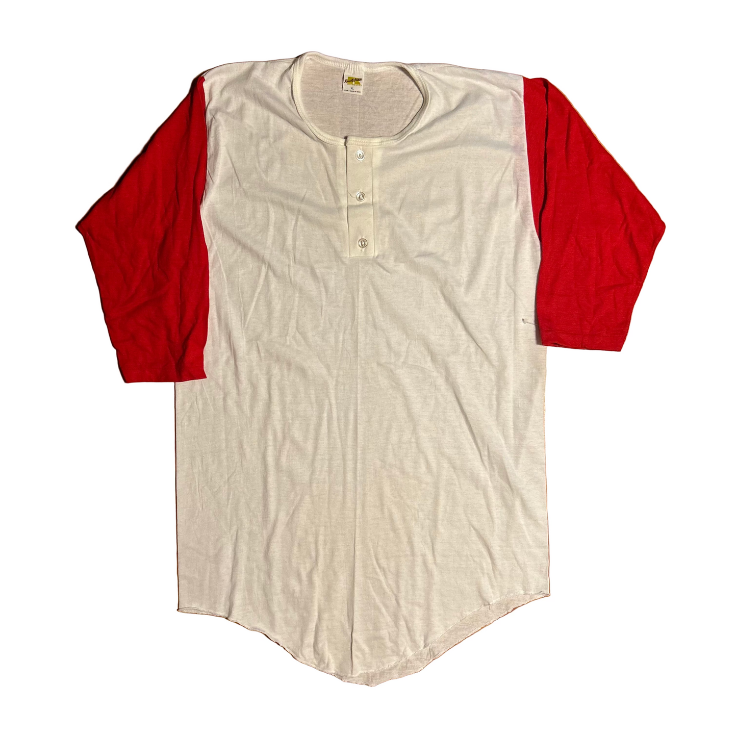 70/80's Russell Athletics Red NWOT New DS Blank Button Up Down Raglan Baseball Shirt - Medium - 21" x 34"