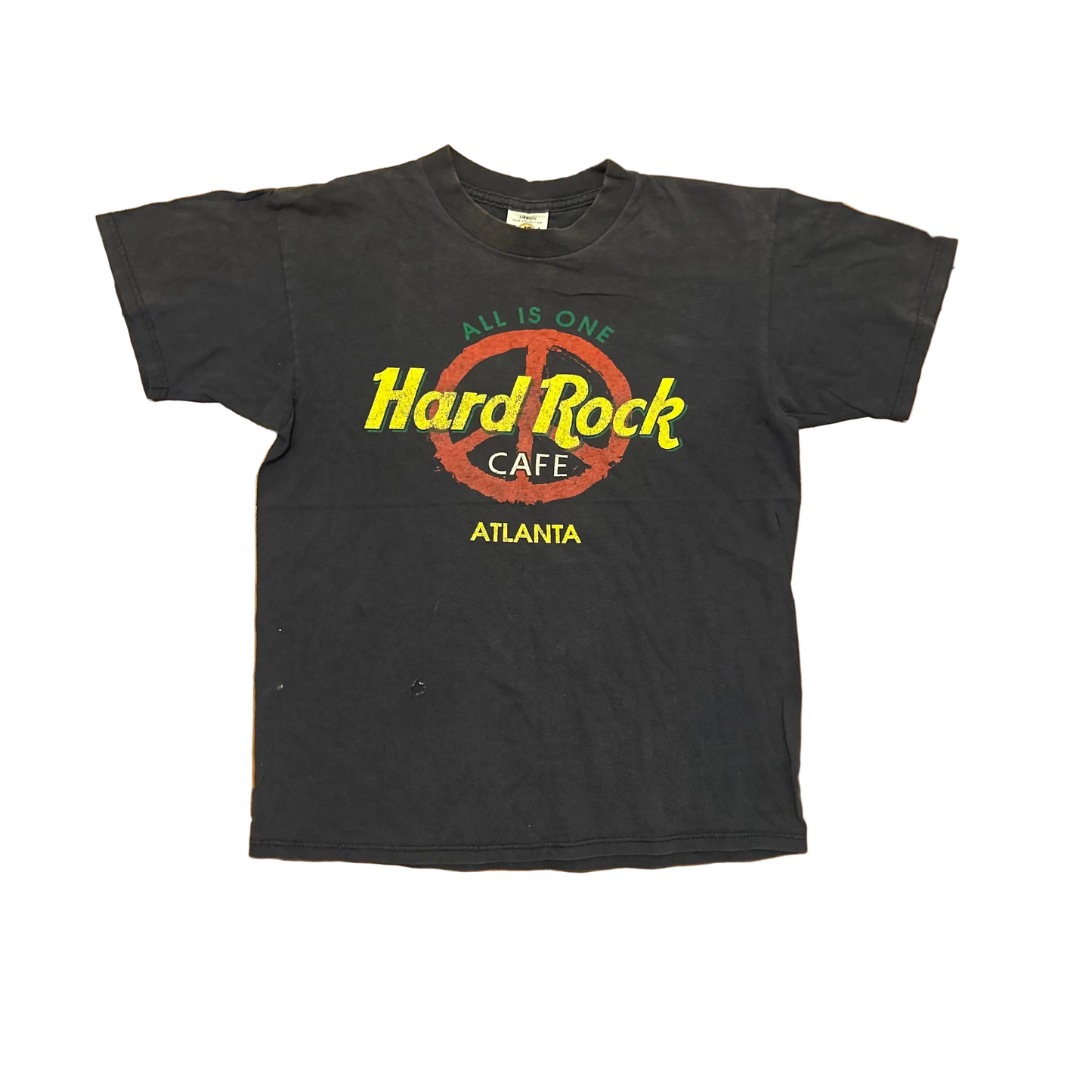 90's Hard Rock Cafe All is One Atlanta Faded Navy Tshirt - Medium - 21" x 26"