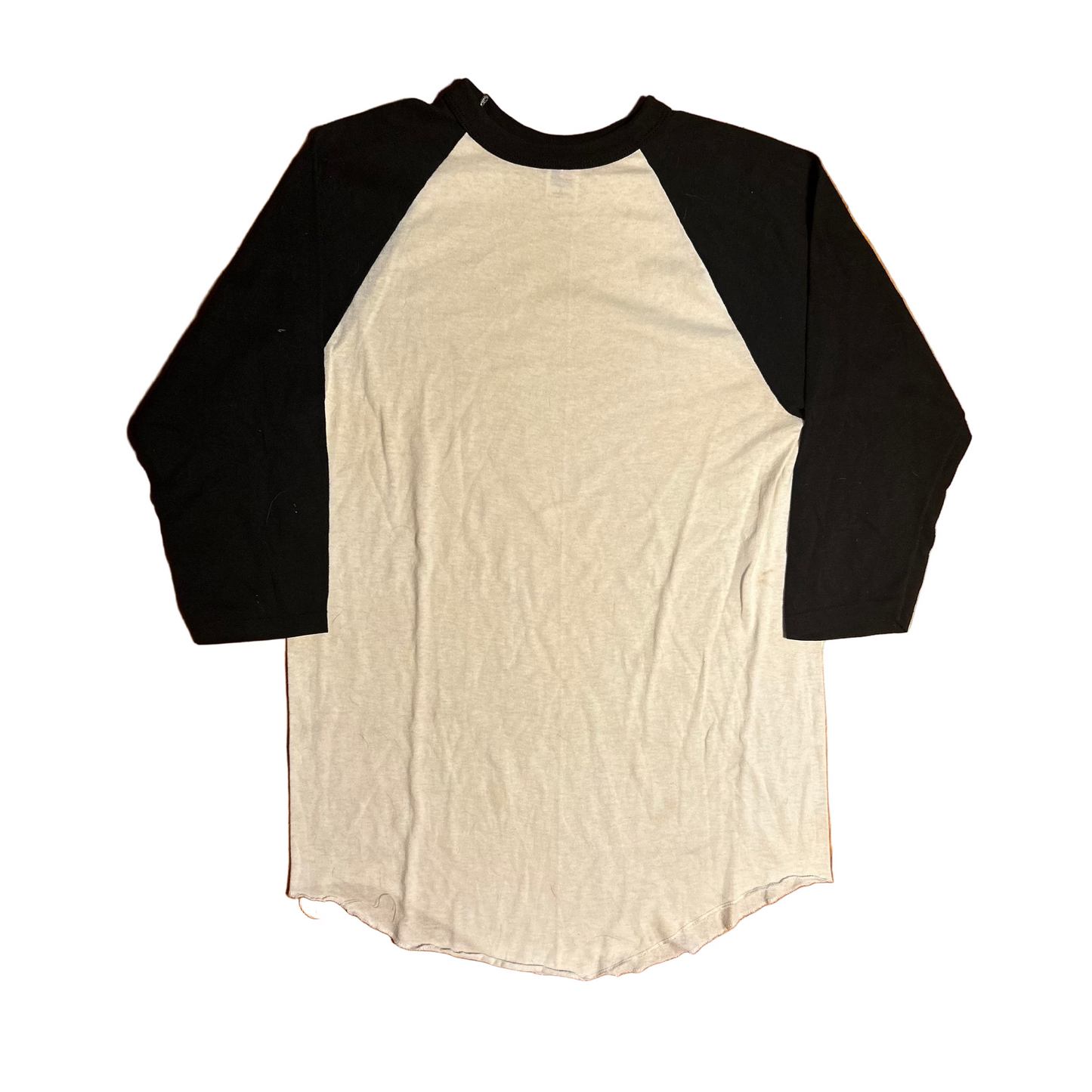 80's Russell Athletics Blank Black Raglan Baseball Shirt - Small - 18" x 29"