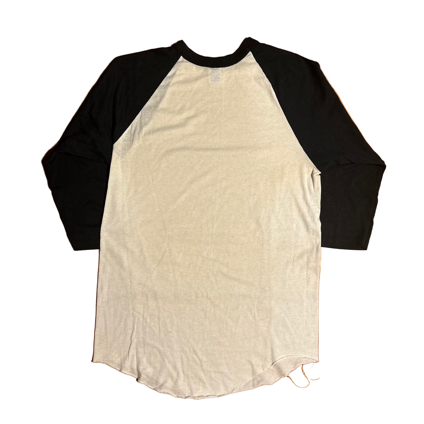 80's Russell Athletics Blank Black Raglan Baseball Shirt - Small - 18" x 29"