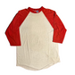 80's Russell Athletics Blank Red Raglan Baseball Shirt - Medium - 20" x 29"