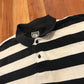 90's Campus American Action Gear Black White Horizontal Striped Polo Collared Tshirt - Medium - 21" x 27"