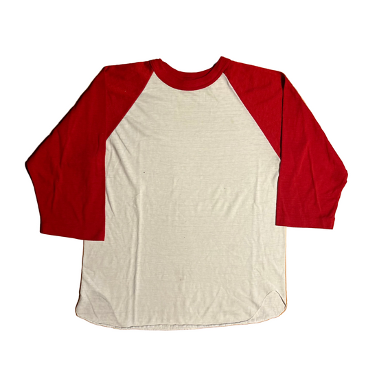 80's Healthknit Blank Red Raglan Baseball Shirt - Small - 19" x 24"