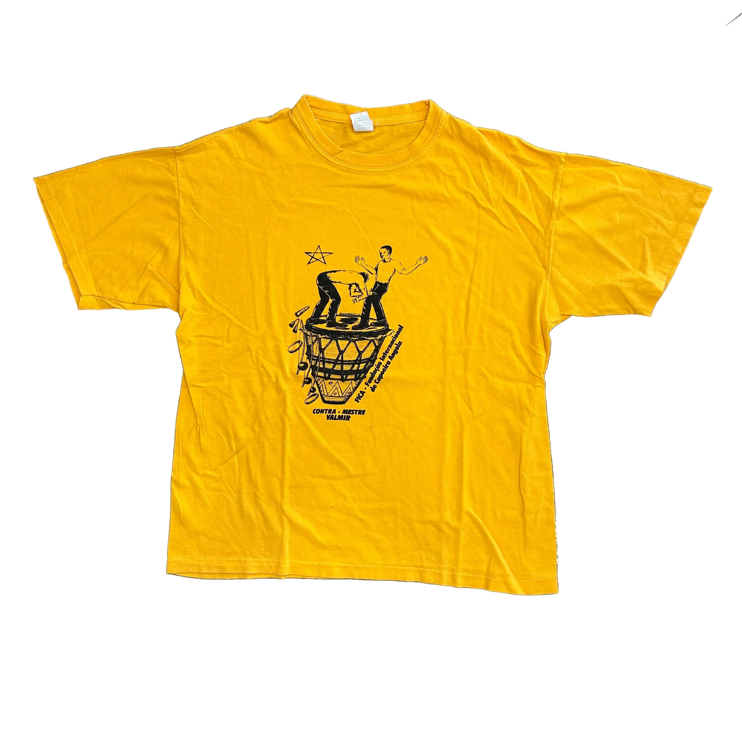 80/90's Contra Mestre Valmir Yellow Tshirt - Medium - 21.5" x 26"