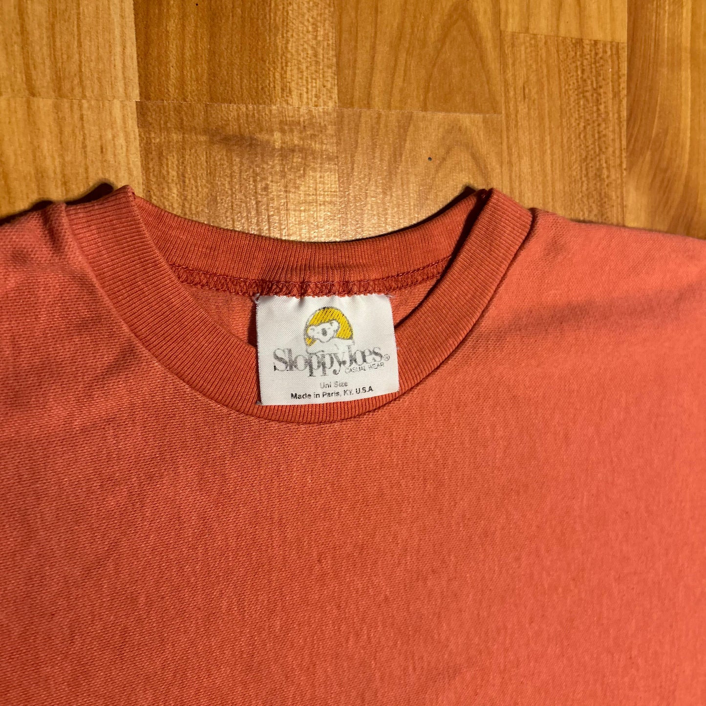 80/90's Sleepy Joe Red Orange Salmon Blank Half Sleeve Shirt - Large - 22" x 26.5"