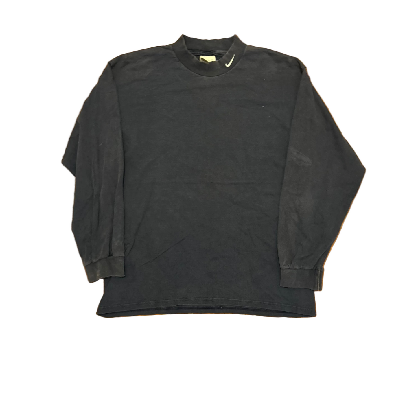 00's Nike Mock Neck Navy Distresed Longsleeve Shirt - Large - 23" x 28"