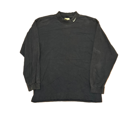 00's Nike Mock Neck Navy Distresed Longsleeve Shirt - Large - 23" x 28"