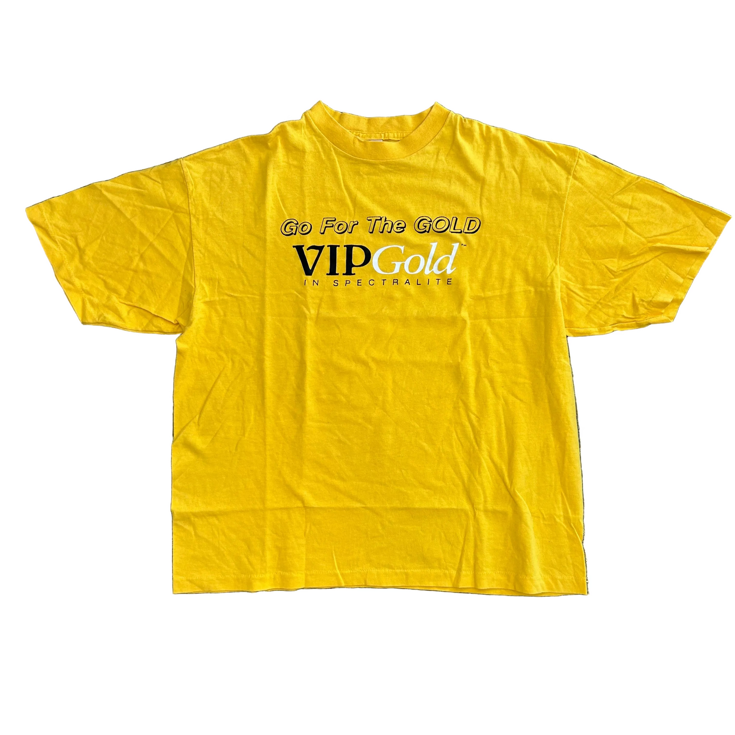 90's Go for the Gold VIPGold in Spectralite Yellow Tshirt - Boxy Large - 23.5" x 26"