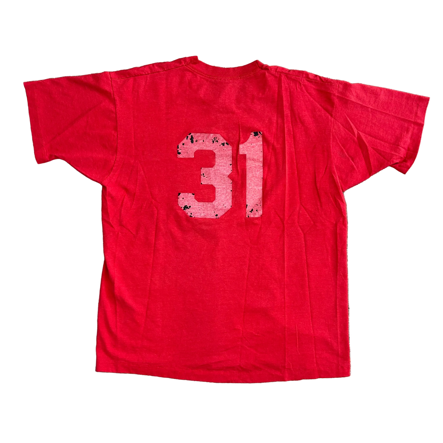 90's Screen Stars Black Swish League Red Tshirt - Large - 23" x 28.5"