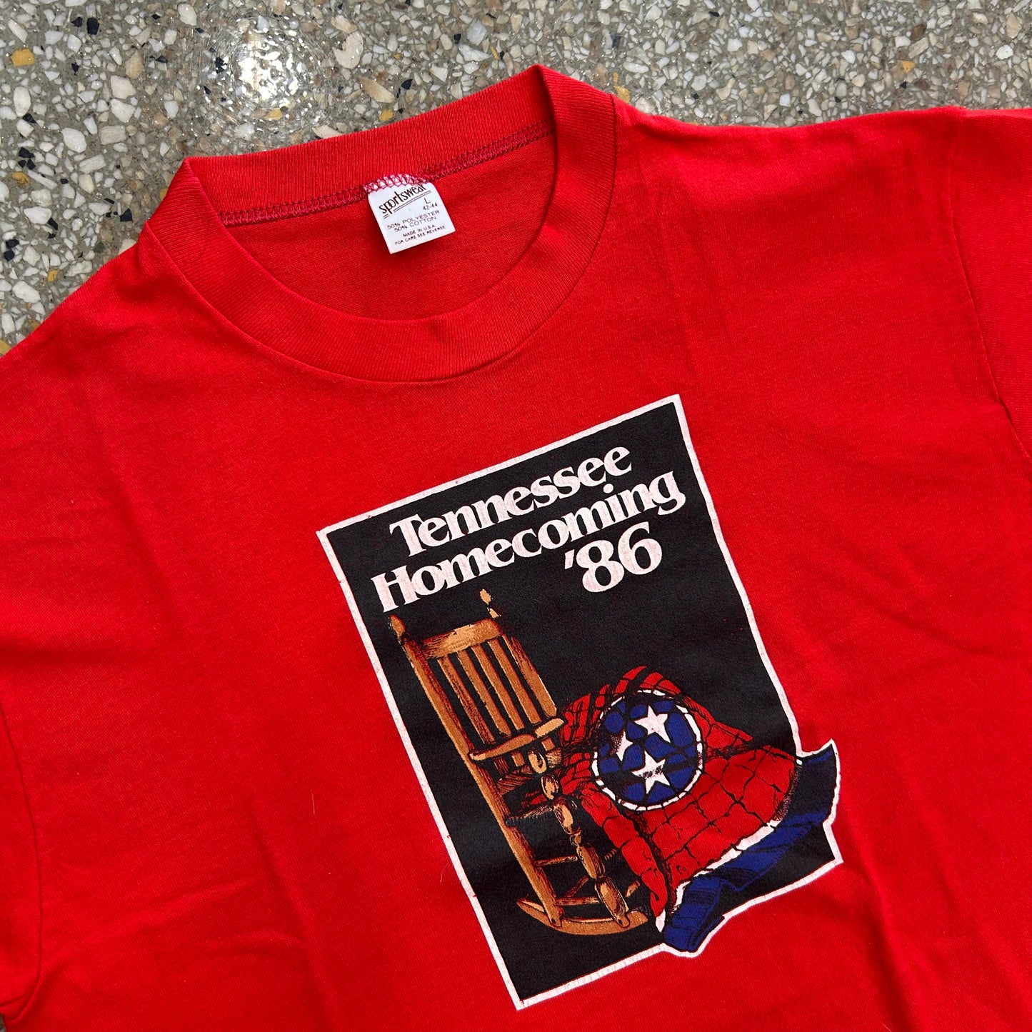 80's Sportswear Tennessee Homecoming Red Tshirt - Medium - 21" x 27"