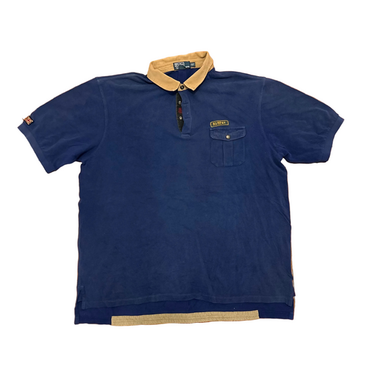 Polo RalPH Lauren Navy Brown Collared RL 67 Pocket Shirt - XLarge - 28" x 34"