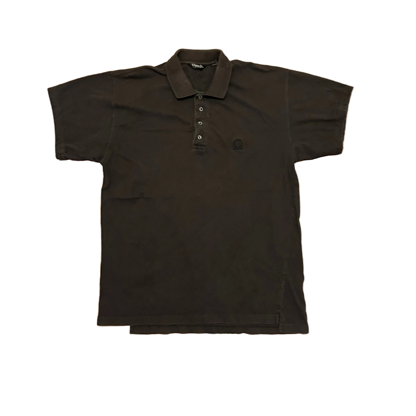Christian Dior Monsieur Black Green Polo Collared Shirt - Large - 23.5" x 30"