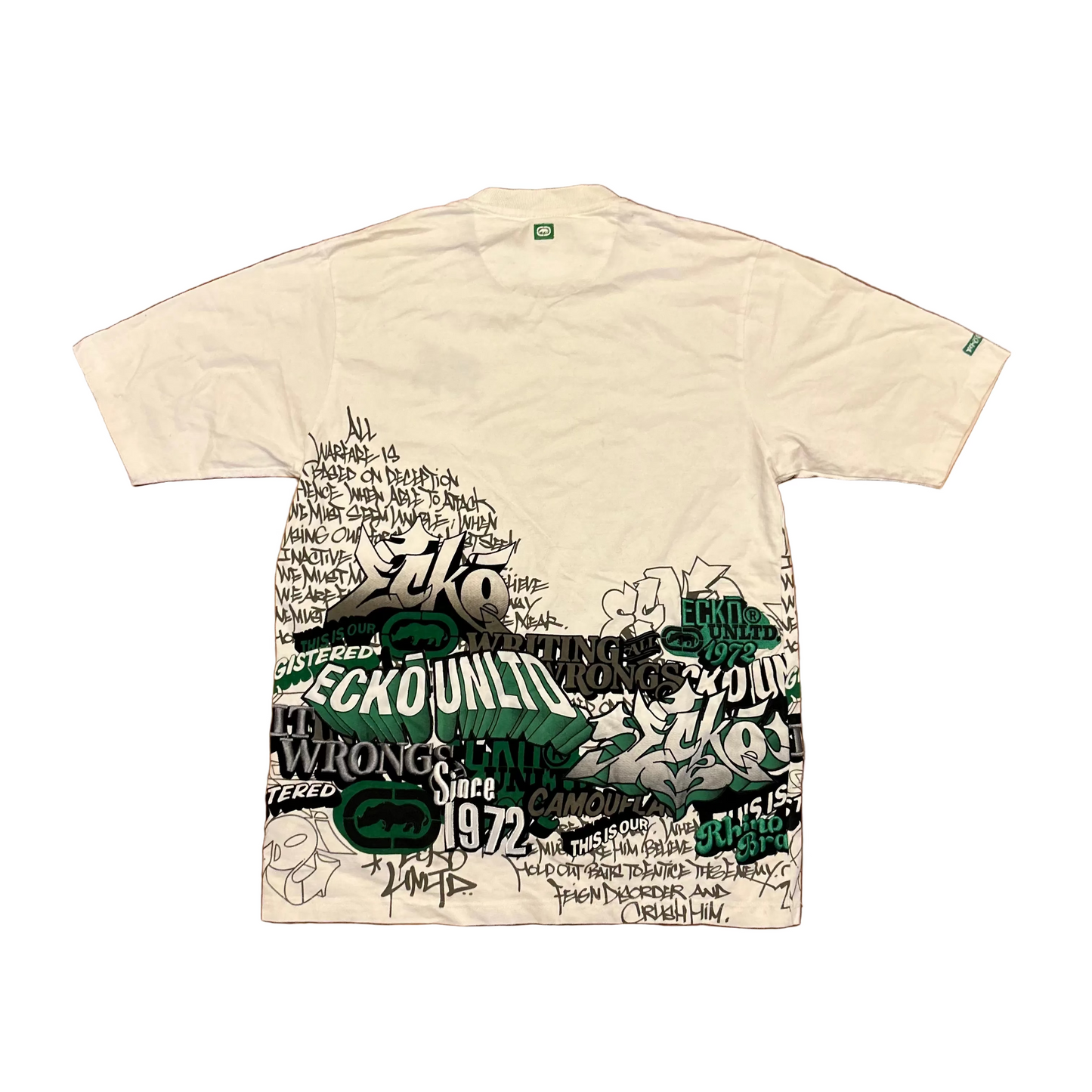 Ecko Unltd 1972 White Embroidered Tshirt - Large - 22.5" x 31"