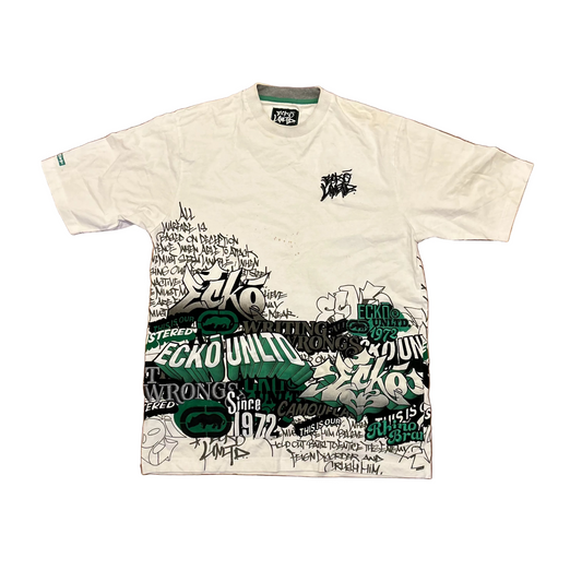 Ecko Unltd 1972 White Embroidered Tshirt - Large - 22.5" x 31"