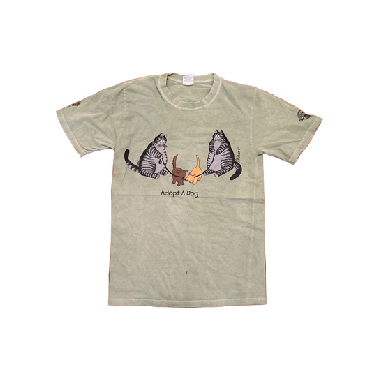 Crazy Shirt Kilban Kitties Adopt A Dog Faded Green Cat Tshirt - Small - 18" x 27.5"