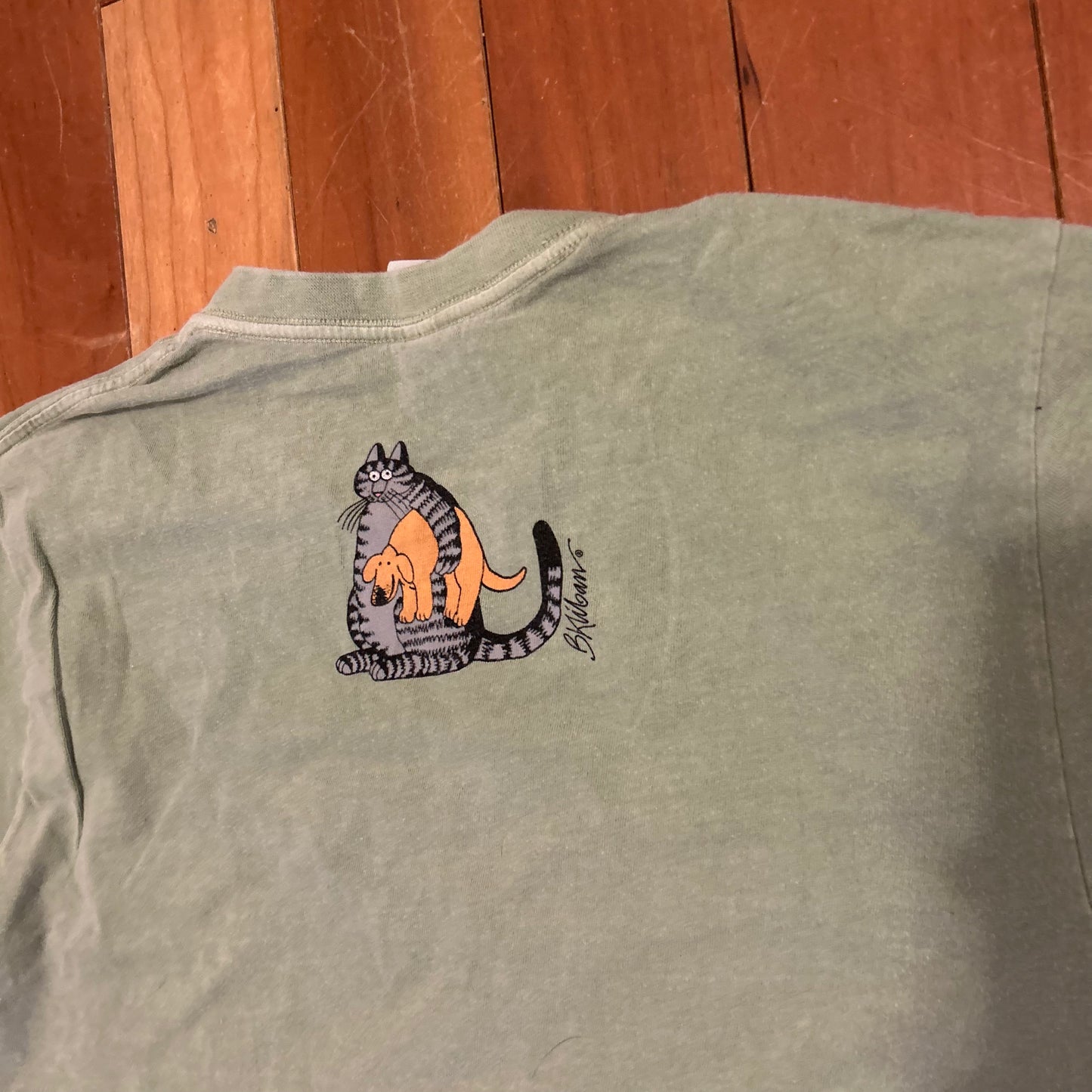 Crazy Shirt Kilban Kitties Adopt A Dog Faded Green Cat Tshirt - Small - 18" x 27.5"