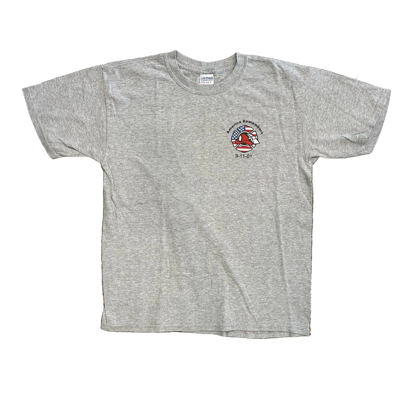 Gildan America Remembers Firefighters September 11 2001 Grey Tshirt - Large - 22" x 27"