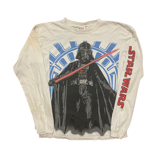 90’s Star Wars Darth Vader White Longsleeve Shirt - Small - 19" x 24"