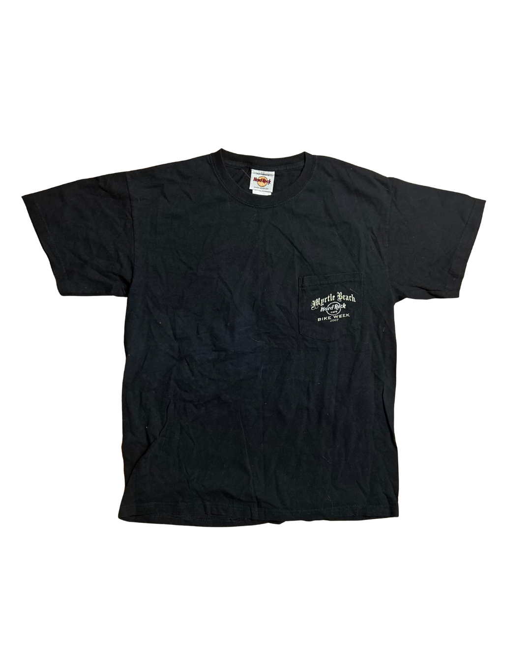 Hard Rock Cafe Bike Week 2007 Myrtle Beach Black Pocket Tshirt - Small - 19" x 26.5"