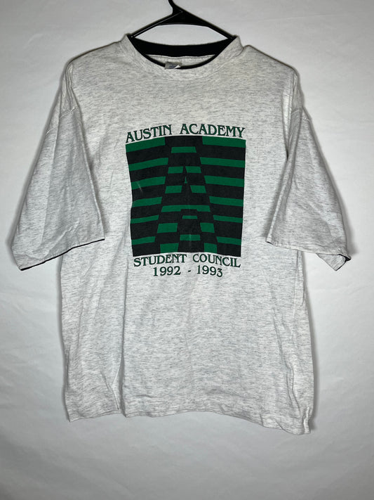 Camiseta doble Austin Academy de los 90 - Mediana - 20" x 27"