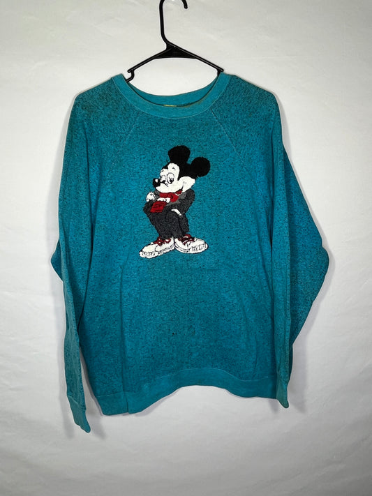 Sudadera con cuello redondo de Mickey de los años 70/80 - Mediana - 21.5" x 26"