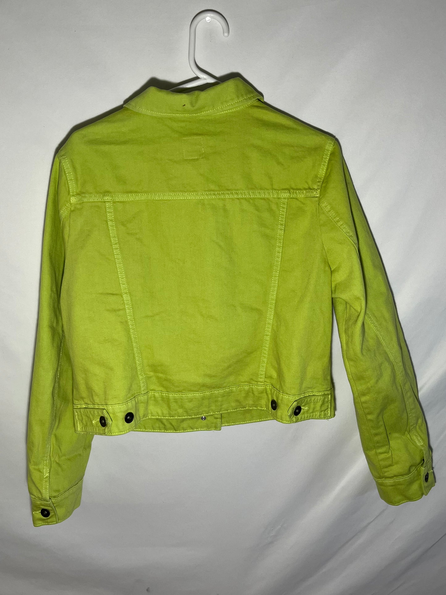 JCP Denim Trucker Neon Green Jacket - Boxy Small - 19.5” x 20.5”