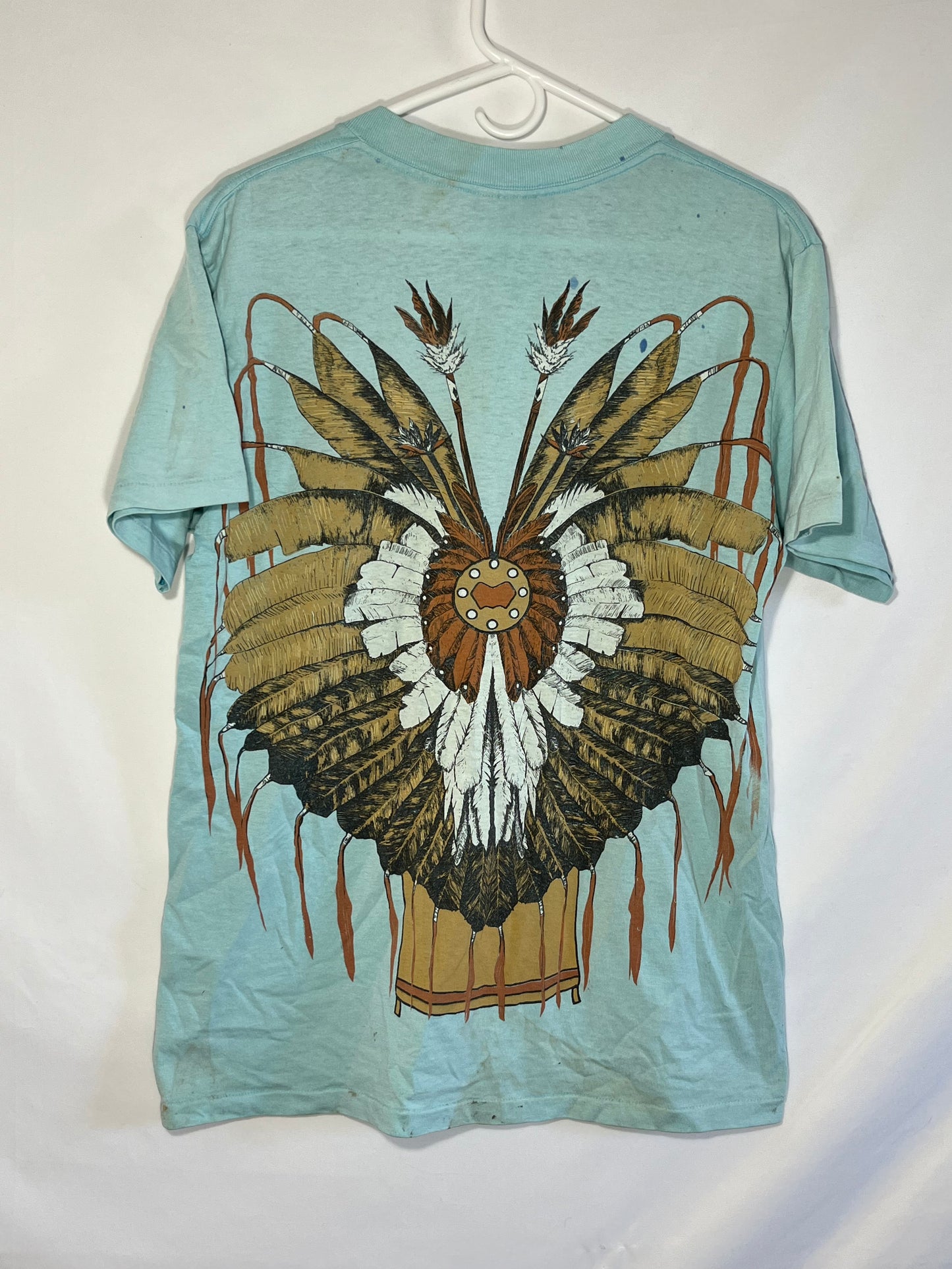 90's Oneita 50/50 Native American Tshirt - Small - 19” x 25.5”