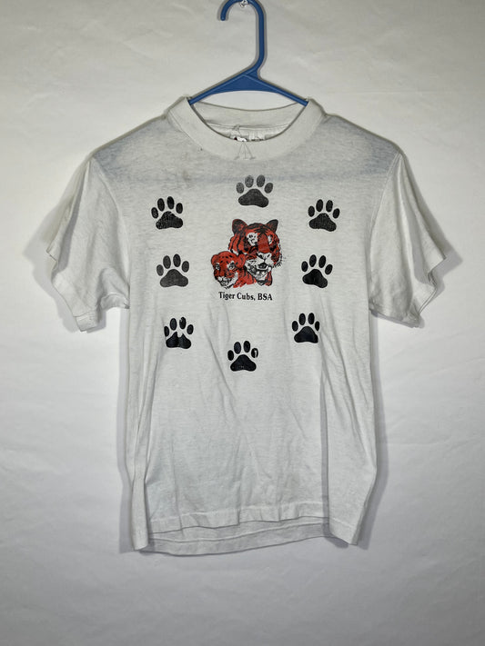 80 年代 Tiger Cubs 童子军 T 恤 - XS 号 - 16 英寸 x 23.5 英寸