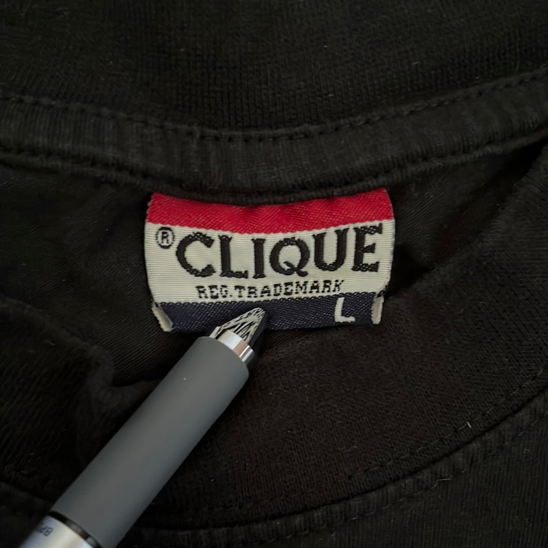 Clique 衬衫不知道衬衫上写着什么，但标签和设计很酷 - 大号 - 22 英寸 x 31 英寸