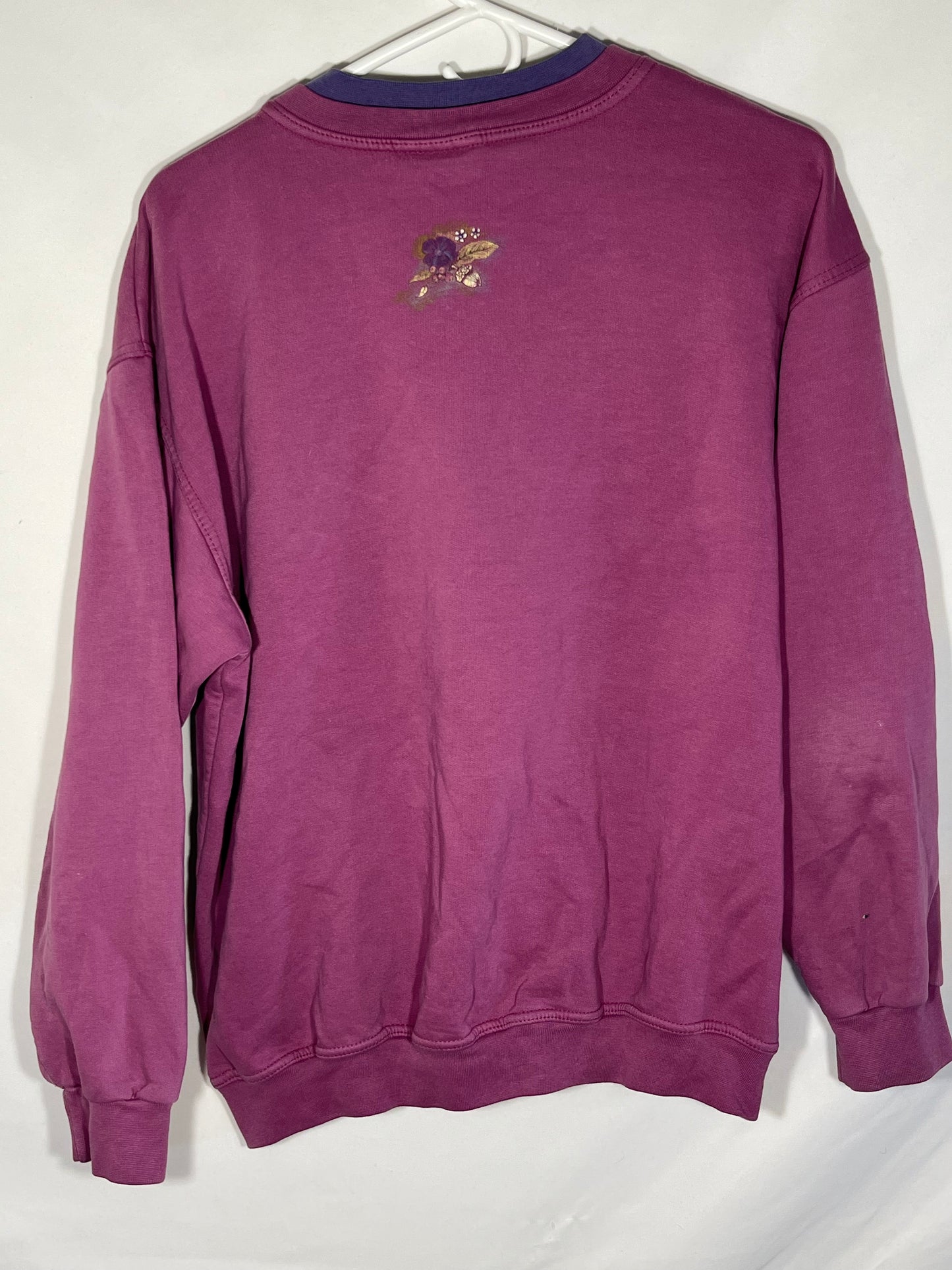 Northern Reflections Flower Double Collared Crewneck Sweatshirt - Large - 23.5” x 25”