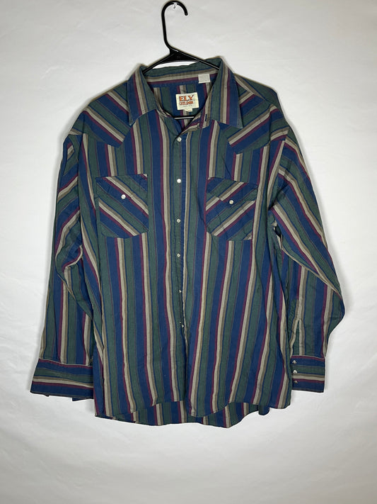 90's Ely Button Up Pearl Snap Shirt - XLarge - 26” x 30”