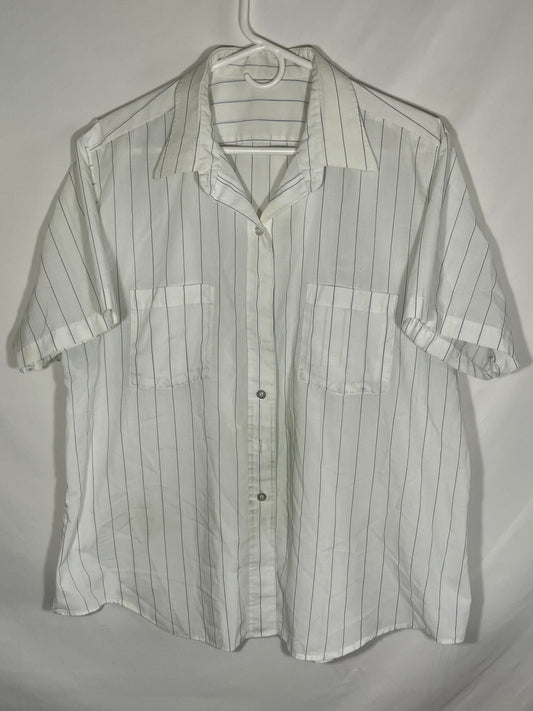 Camisa abotonada de manga corta de los años 80/90 - Grande - 23.5” x 29”