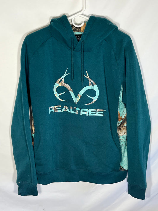 RealTree 青色迷彩连帽衫连帽运动衫 - 大号 - 22 英寸 x 26 英寸