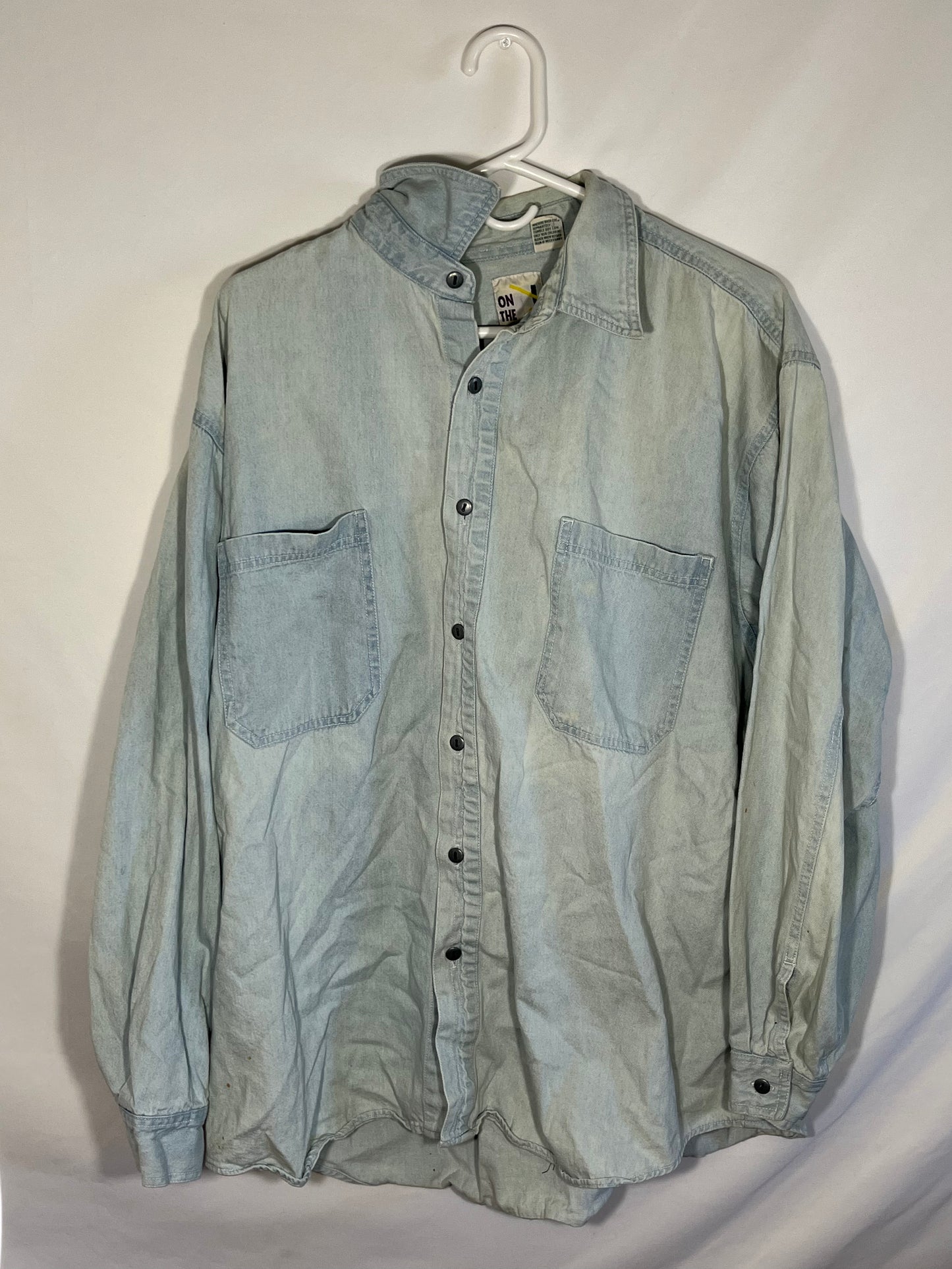 90's On The Brink Denim Button Up Shirt - XLarge - 25.5” x 30”