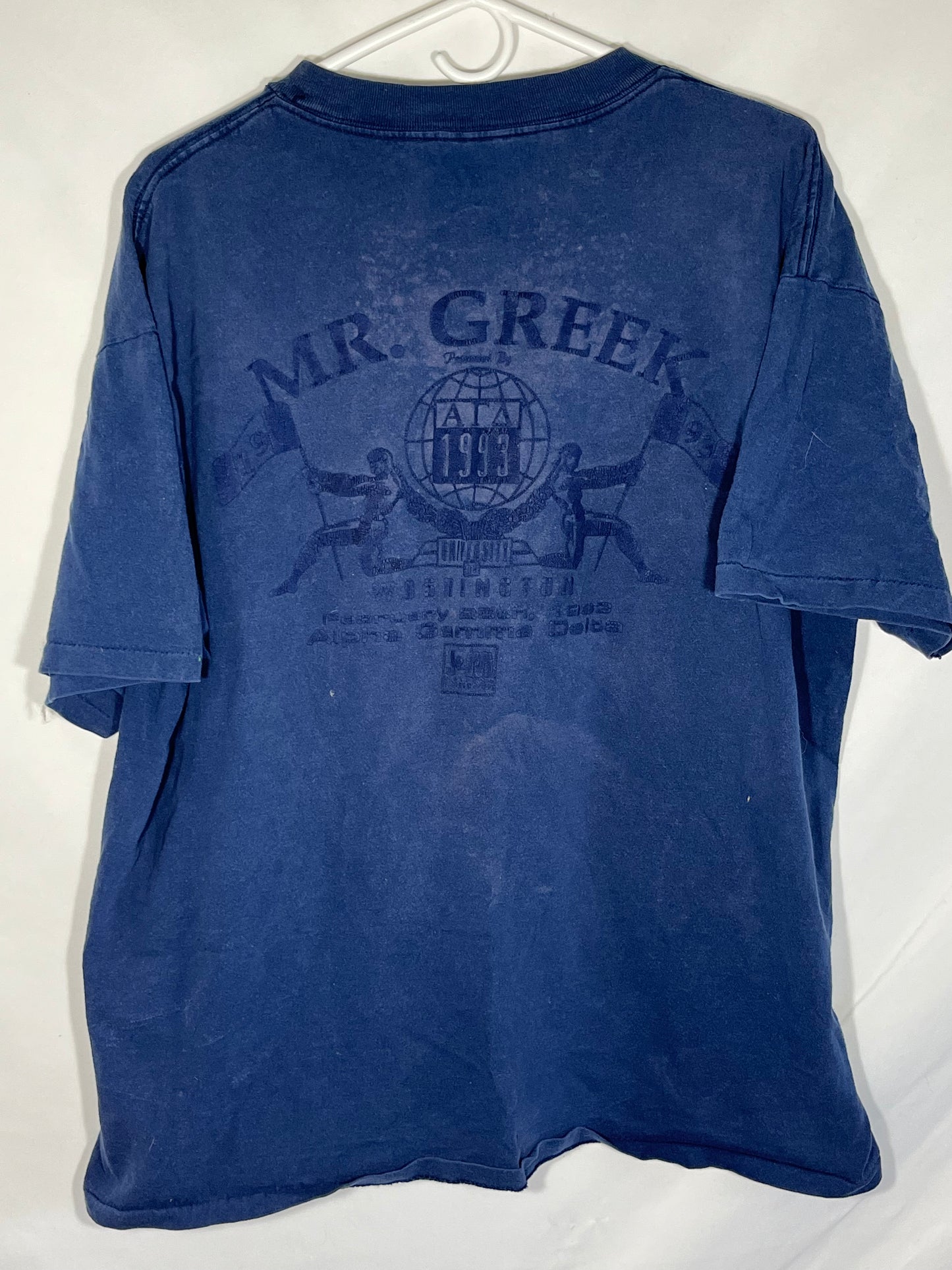 Camiseta Oneita Mr Greek Faded de los años 90 - XL - 23" x 28"