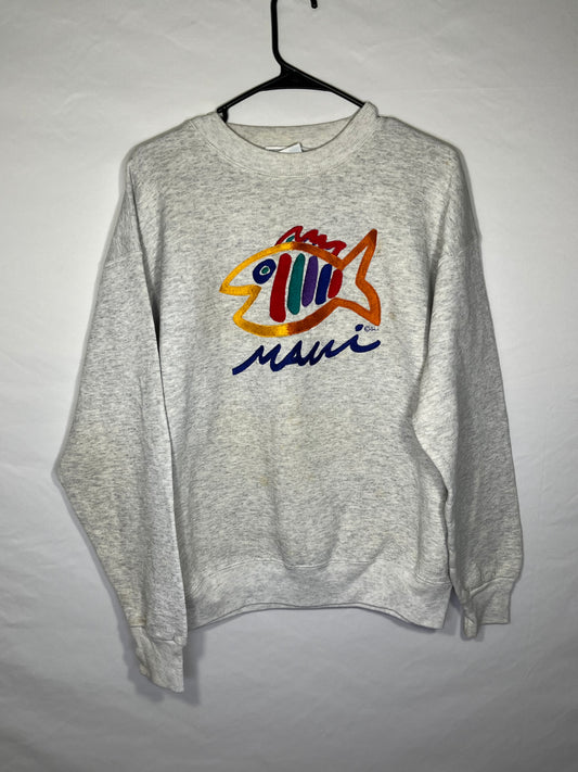 90’s Maui Crewneck Sweatshirt - Large - 22” x 25”