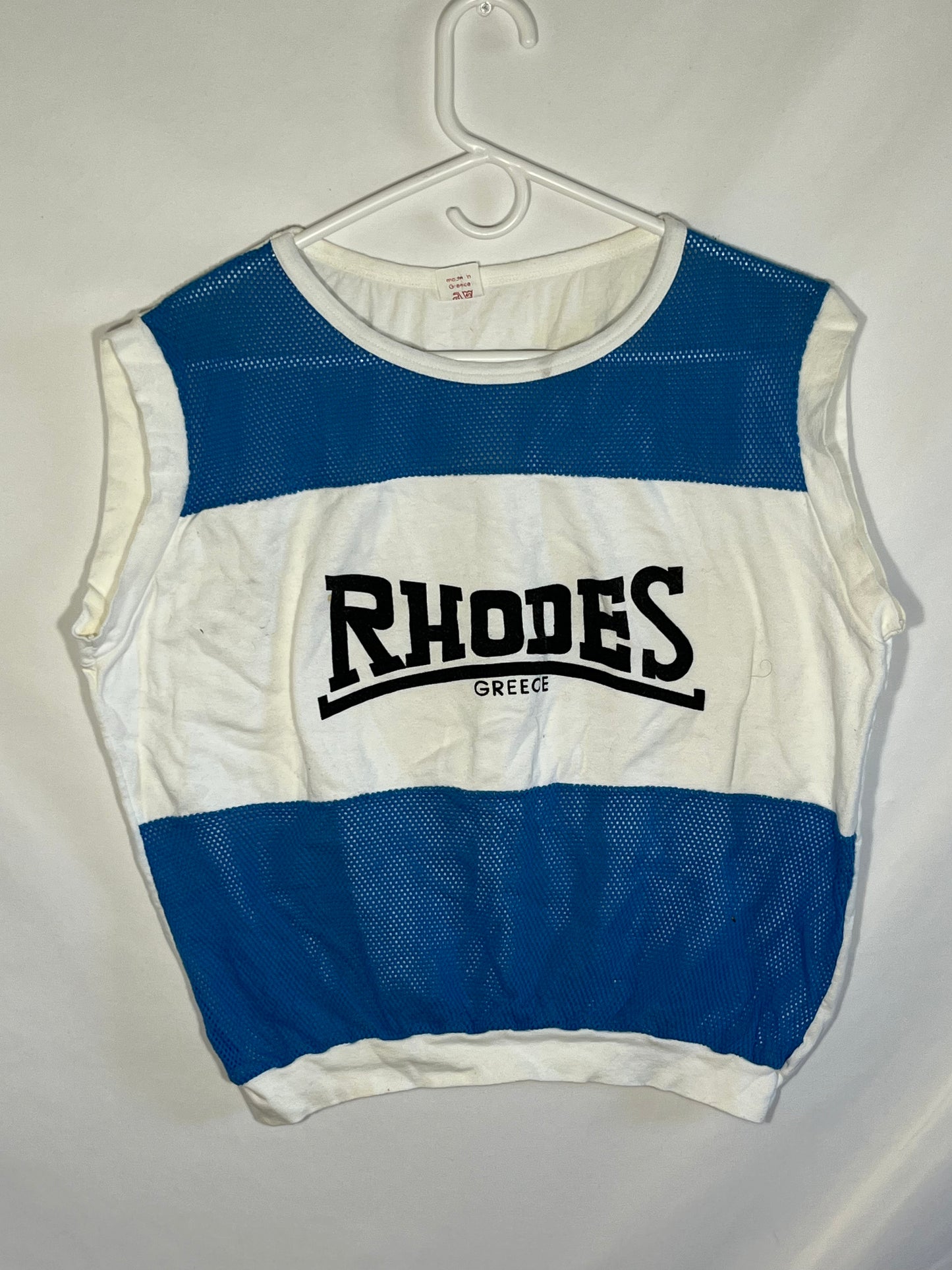 Camiseta sin mangas Grecia Rhodes de los años 80/90 - Mediana - 20.5" x 19"