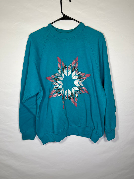 80’s FOTL Patchwork Star Crewneck Sweatshirt - XLarge - 24” x 24.5”