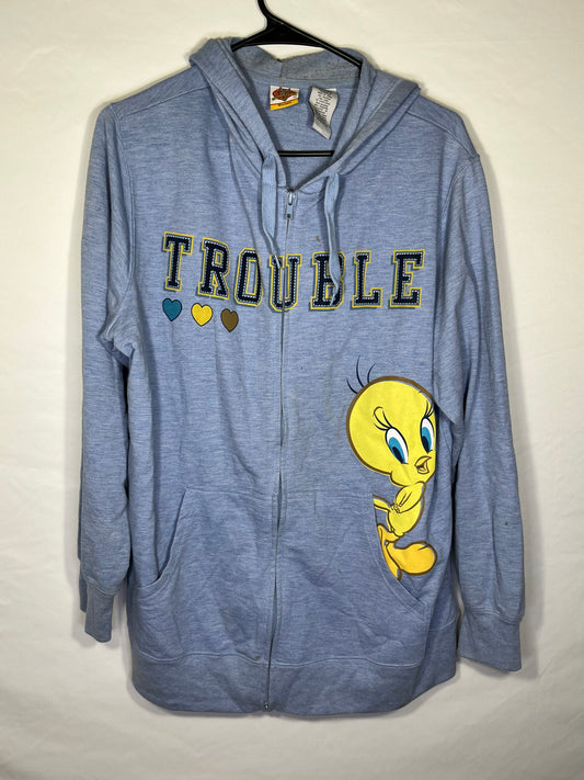 Looney Tunes Tweety Bird Zip up Hooded Sweatshirt - XLarge - 24” x 27”