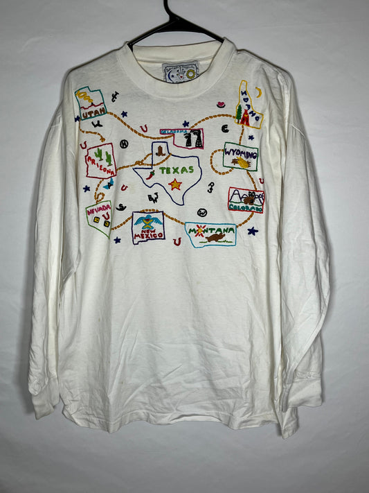 90's Texas Embroidered Crewneck - Large - 23” x 28.5”